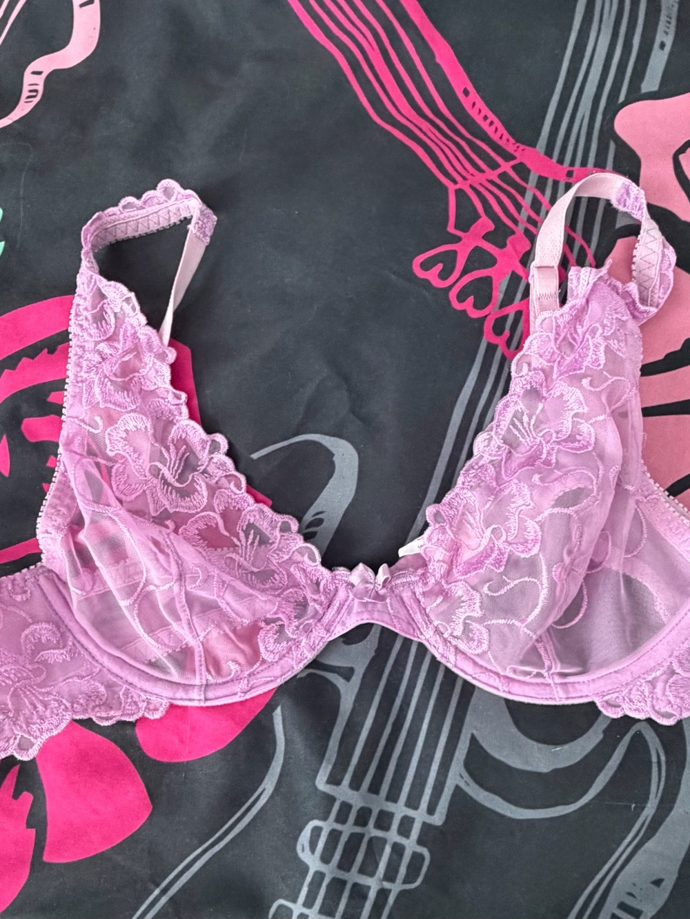 Vintage Victoria’s Secret 36B lavender purple lace sheer bra